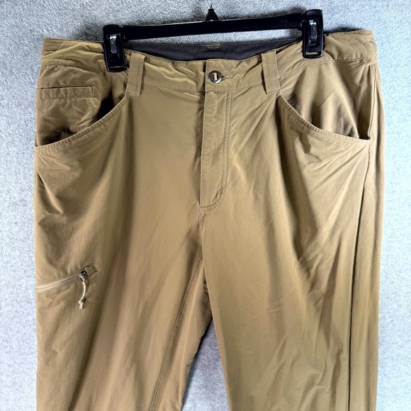 Patagonia Quandary Hiking Pants Men 36 Brown Stretch Zipped Pockets Straight Leg - Picture 2 of 13